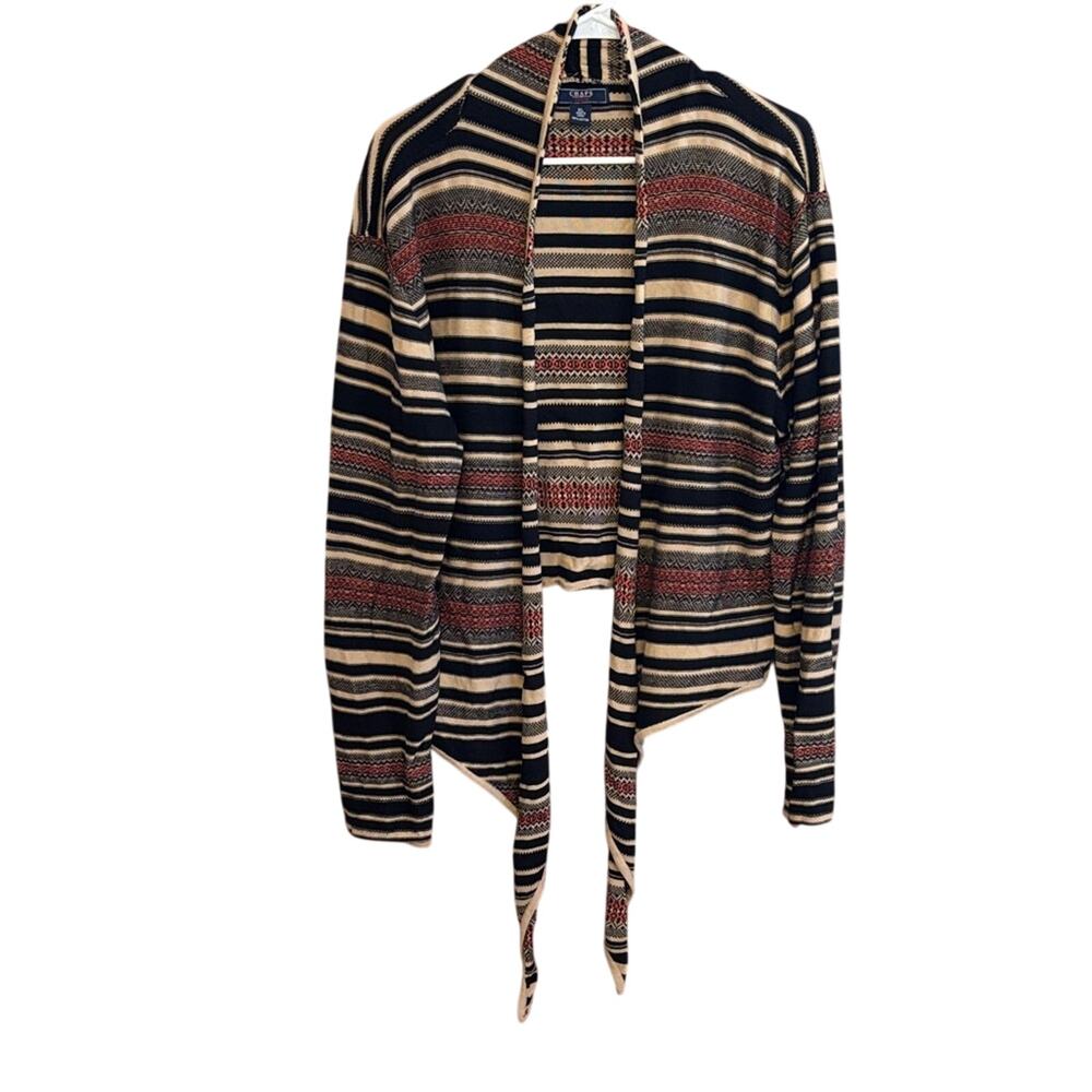 Chaps Denim Draped Open Cardigan XL Boho Southwestern Knit Sweater